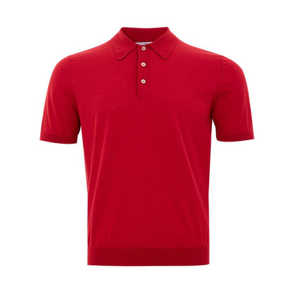 Gran Sasso elegant italiensk bomuldspoloshirt i livlig rød