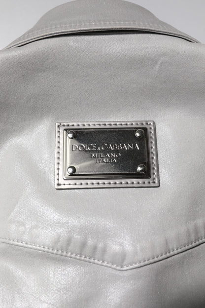 Dolce &amp; Gabbana Metallic Grå Bomuldsskjorte Med Knapper
