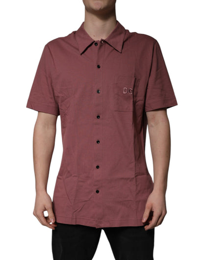 Dolce &amp; Gabbana Mørkelyserød Button Down Casual Poloshirt Herre