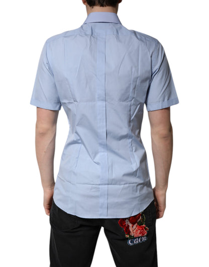 Dolce &amp; Gabbana Blå Bomuld Button Down Casual Poloshirt