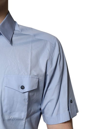 Dolce &amp; Gabbana Blå Bomuld Button Down Casual Poloshirt