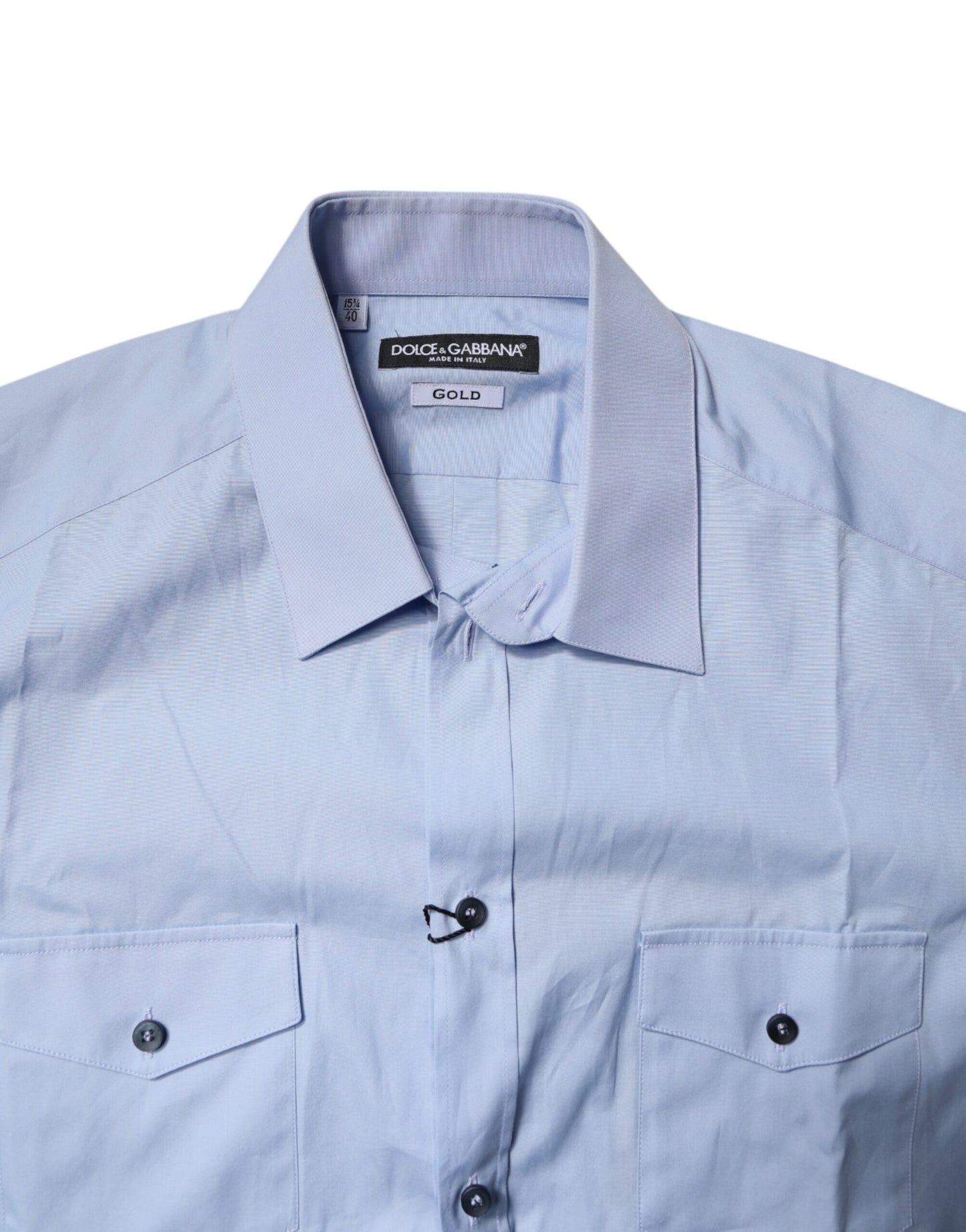 Dolce &amp; Gabbana Blå Bomuld Button Down Casual Poloshirt