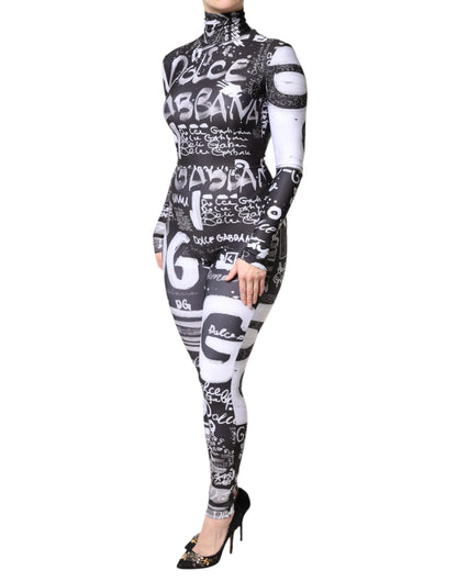 Dolce &amp; Gabbana Sort Logo Turtleneck Bodycon Jumpsuit Kjole