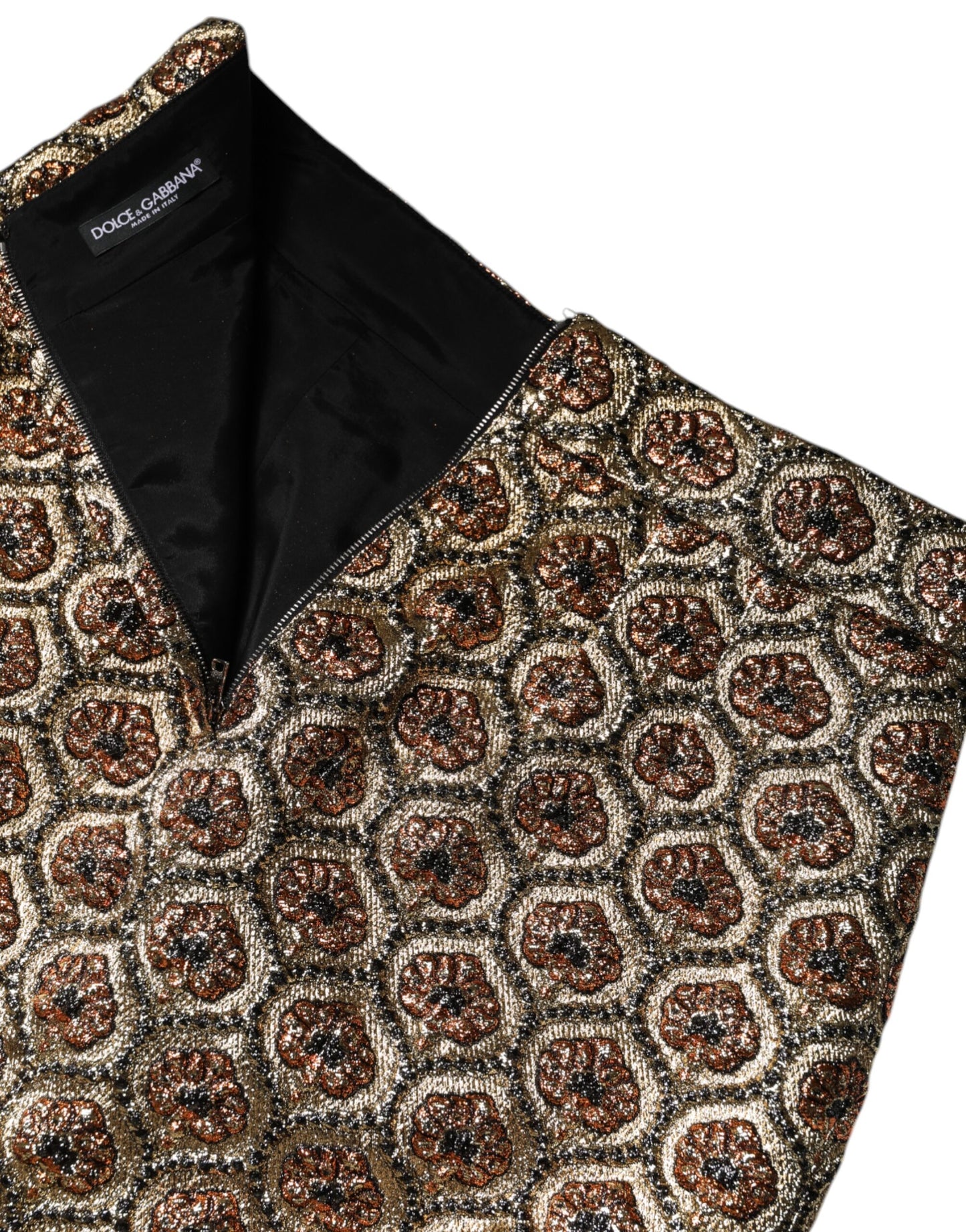 Dolce &amp; Gabbana Brun Polyester Brokade A-formet Mini Nederdel