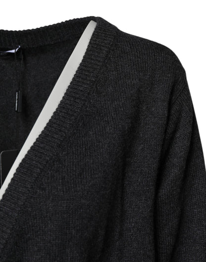 Dolce &amp; Gabbana Grå Cashmere Pullover med Dyb V-hals