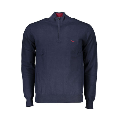 Harmont &amp; Blaine Chic blå sweater med halv lynlås og broderidetaljer