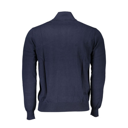 Harmont &amp; Blaine Chic blå sweater med halv lynlås og broderidetaljer