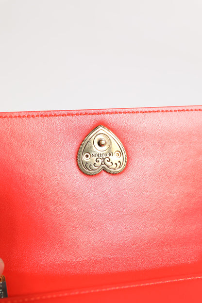Dolce &amp; Gabbana Rød Læder Quiltet Devotion Crossbody Mobiltaske