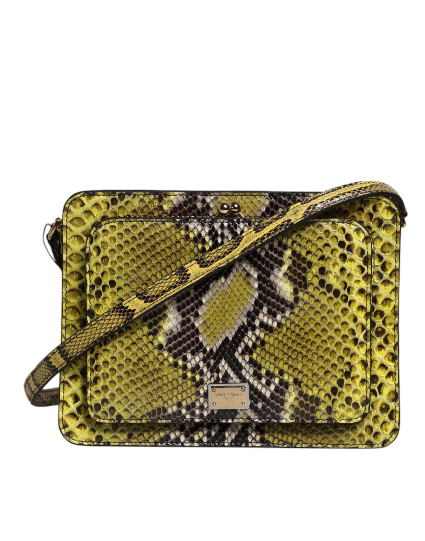 Dolce &amp; Gabbana Grøn Eksotisk Læder DG Plaque Crossbody Clutch