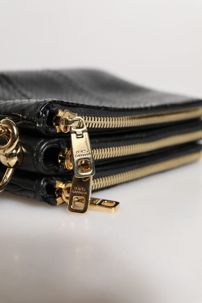 Dolce &amp; Gabbana Sort Eksotisk Læder Skuldertaske i Sling