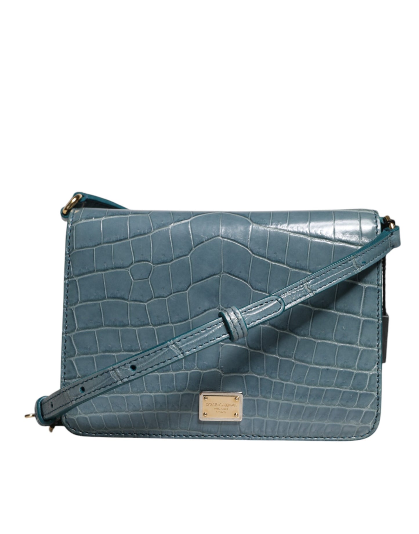 Dolce &amp; Gabbana Grøn Eksotisk Læder DG Plaque Crossbody Mini Taske