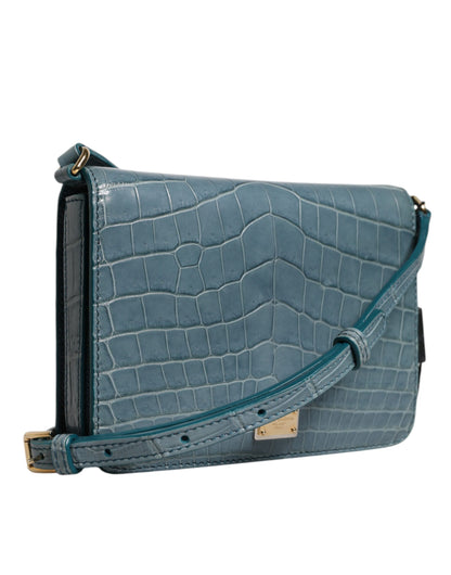 Dolce &amp; Gabbana Grøn Eksotisk Læder DG Plaque Crossbody Mini Taske