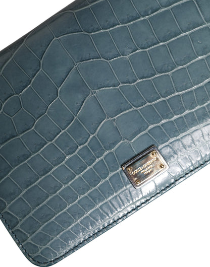 Dolce &amp; Gabbana Grøn Eksotisk Læder DG Plaque Crossbody Mini Taske