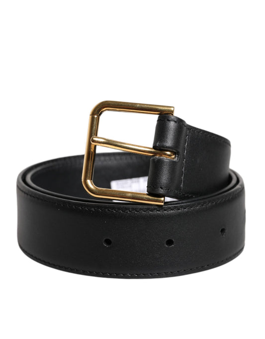 Dolce &amp; Gabbana sort læderbælte med metalspænde og klassisk design