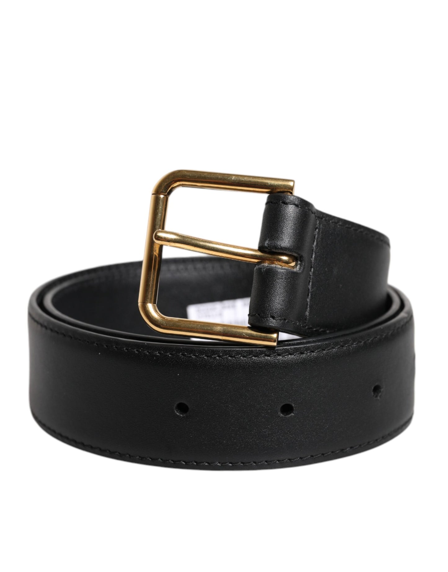 Dolce &amp; Gabbana sort læderbælte med metalspænde og klassisk design