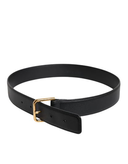 Dolce &amp; Gabbana sort læderbælte med metalspænde og klassisk design