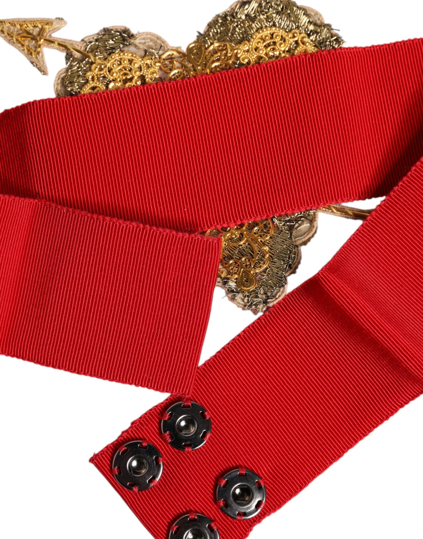 Dolce &amp; Gabbana Rødt Stretch Bælte med Bred Talje og Hjerteudsmykning
