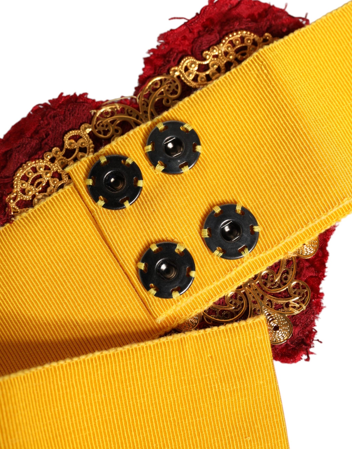 Dolce &amp; Gabbana Gult Stretch Bælte med Bred Talje og Hjerteudsmykning