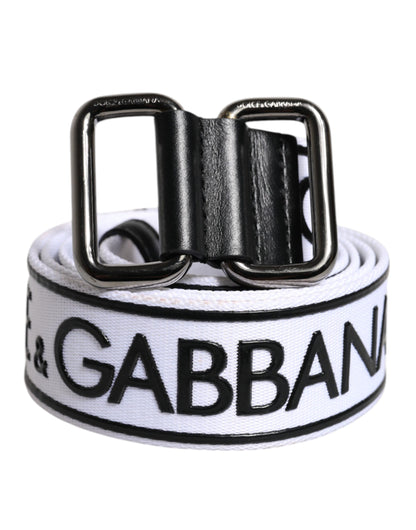 Dolce &amp; Gabbana sort/hvidt logotrykt metalspændebælte