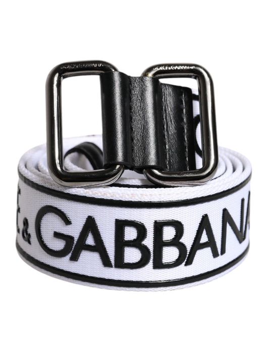 Dolce &amp; Gabbana sort/hvidt logotrykt metalspændebælte