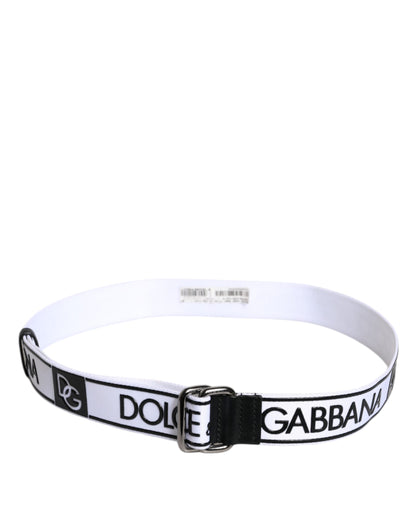 Dolce &amp; Gabbana sort/hvidt logotrykt metalspændebælte