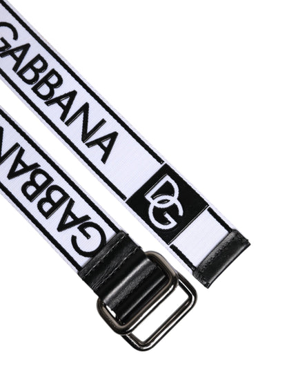 Dolce &amp; Gabbana sort/hvidt logotrykt metalspændebælte