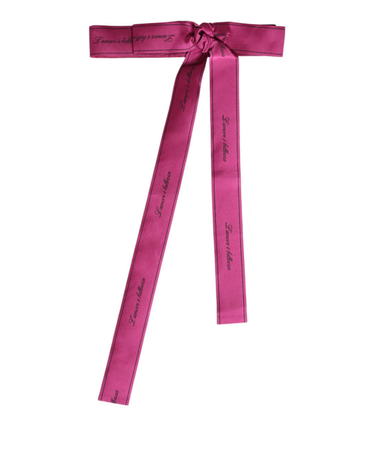 Dolce &amp; Gabbana Pink Bælte med Bredt Sløjfe-logo i Taljen