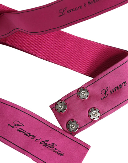 Dolce &amp; Gabbana Pink Bælte med Bredt Sløjfe-logo i Taljen