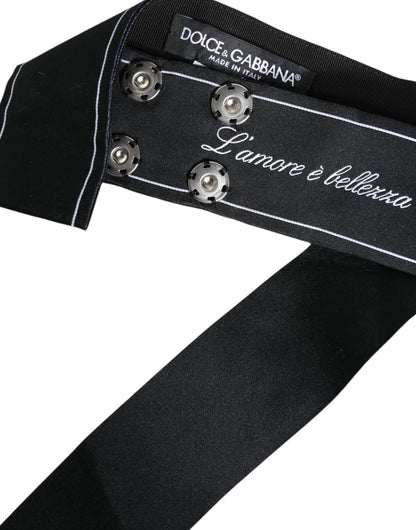 Dolce &amp; Gabbana sort bælte med bred sløjfe og logo i taljen