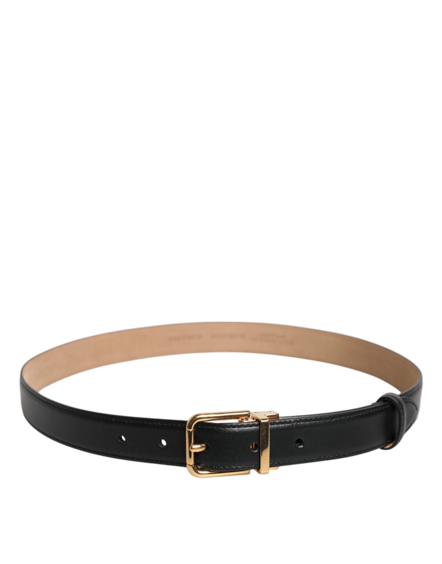 Dolce &amp; Gabbana sort læderbælte med metalspænde og logo