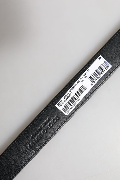 Dolce &amp; Gabbana Sort/Hvid Pony Læder Bælte med Spænde