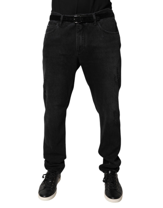 Dolce &amp; Gabbana Sorte Bomuld Skinny Herre Denim Jeans