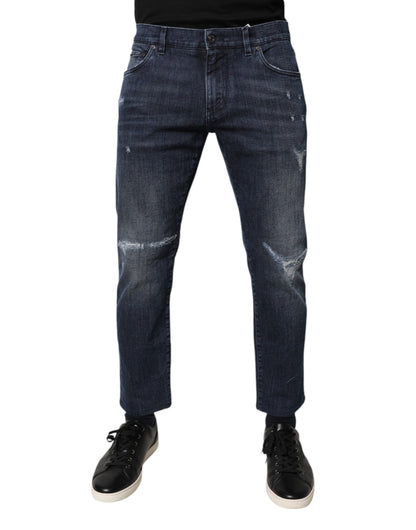 Dolce &amp; Gabbana Blå Bomuldsstretch Skinny Herre Denim Jeans