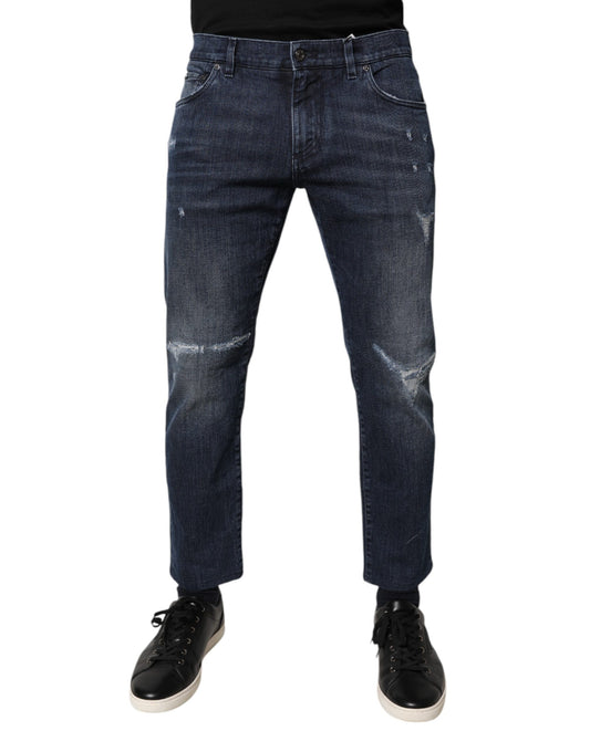 Dolce &amp; Gabbana Blå Bomuldsstretch Skinny Herre Denim Jeans