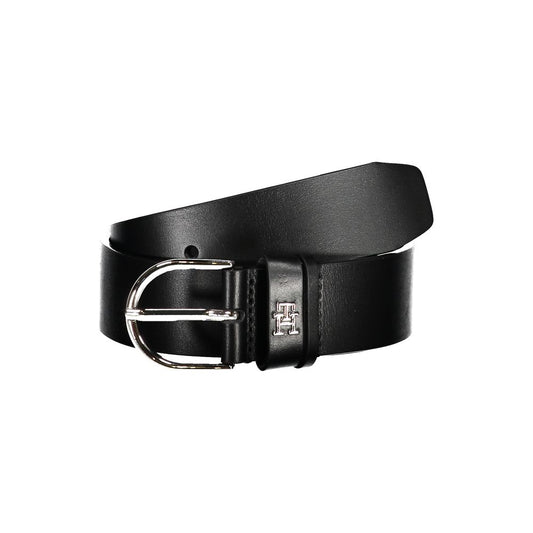 Tommy Hilfiger Chic sort læderbælte med metalspænde