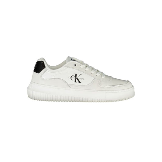 Calvin Klein Elegant Hvide Sneakers Med Snørebånd og Kontrastdetaljer