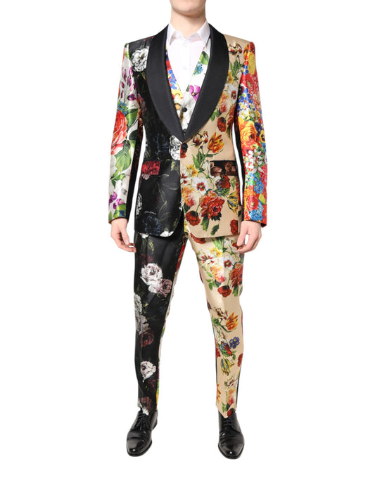 Dolce &amp; Gabbana Flerfarvet Blomster SICILIA Silke 3-delt Jakkesæt