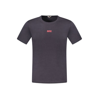 Riffelblå bomulds-T-shirt til mænd