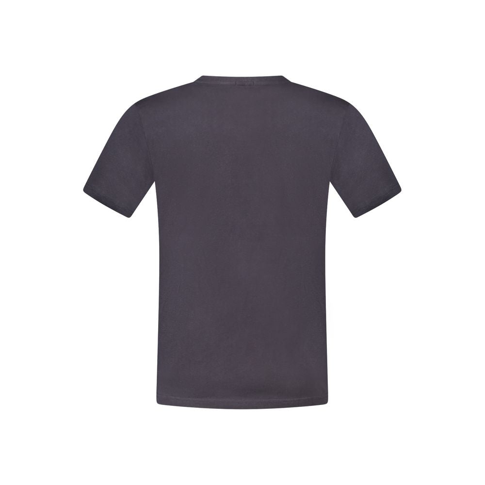 Riffelblå bomulds-T-shirt til mænd