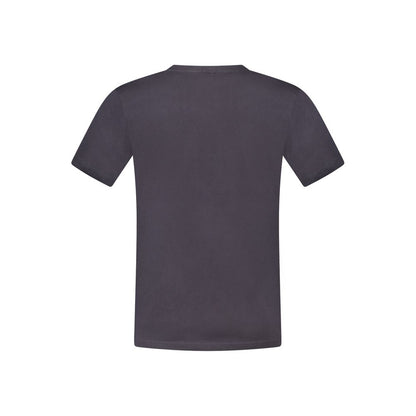 Riffelblå bomulds-T-shirt til mænd