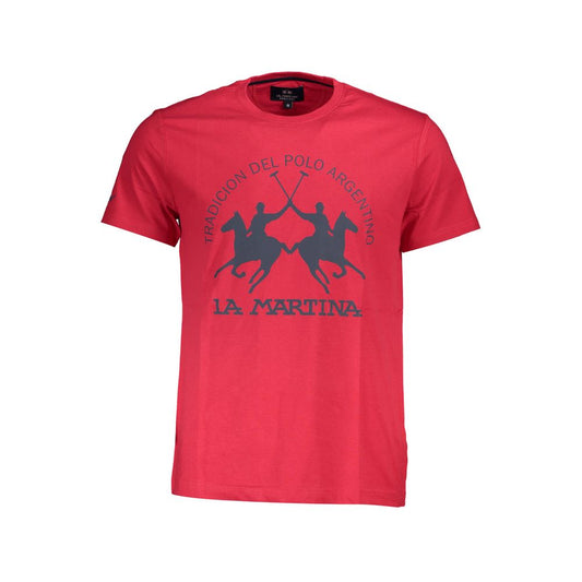 La Martina rød bomulds-T-shirt til mænd