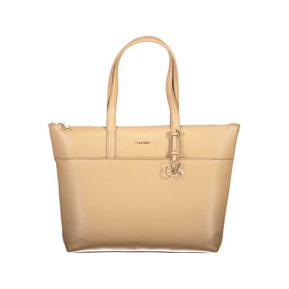 Calvin Klein Beige Polyester Dame Håndtaske