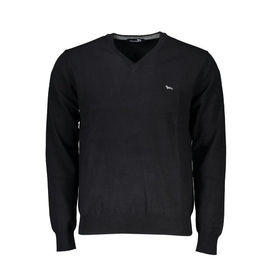 Harmont &amp; Blaine Elegant V-hals Broderet Sort Sweater