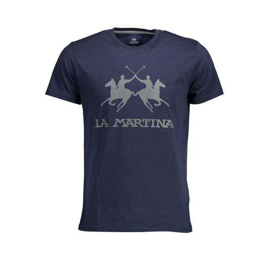 La Martina Chic Rund Hals T-shirt i Blå med Bomuld