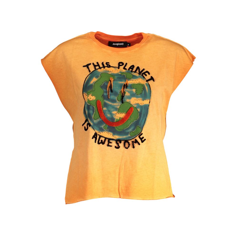 Desigual Orange Bomuldstop Til Kvinder