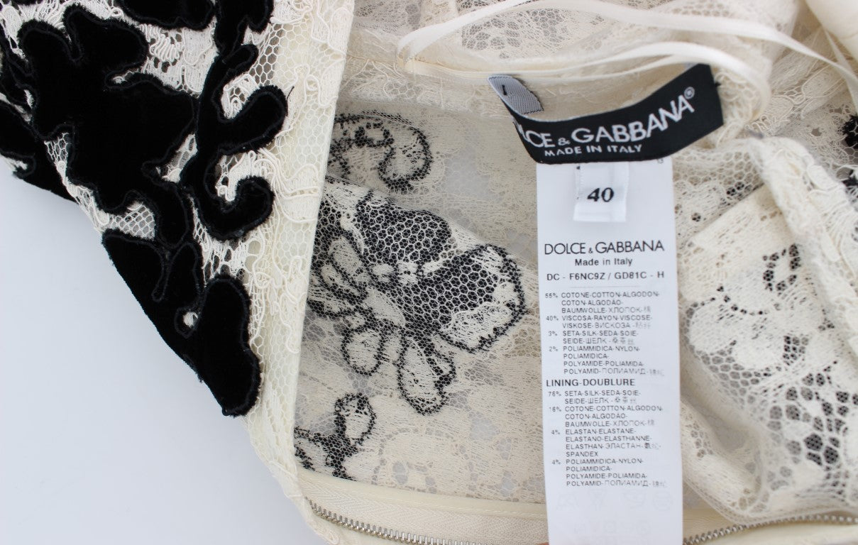 Dolce &amp; Gabbana Elegant blomstret Lace Cap-ærmet Maxikjole