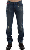 Kostume National Chic Blue Wash Painted Slim Fit Jeans