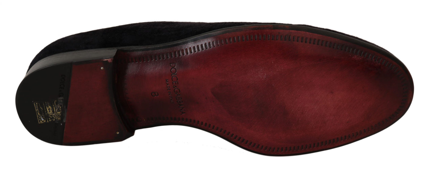 Dolce &amp; Gabbana elegante sorte loafers med guldkronebroderi