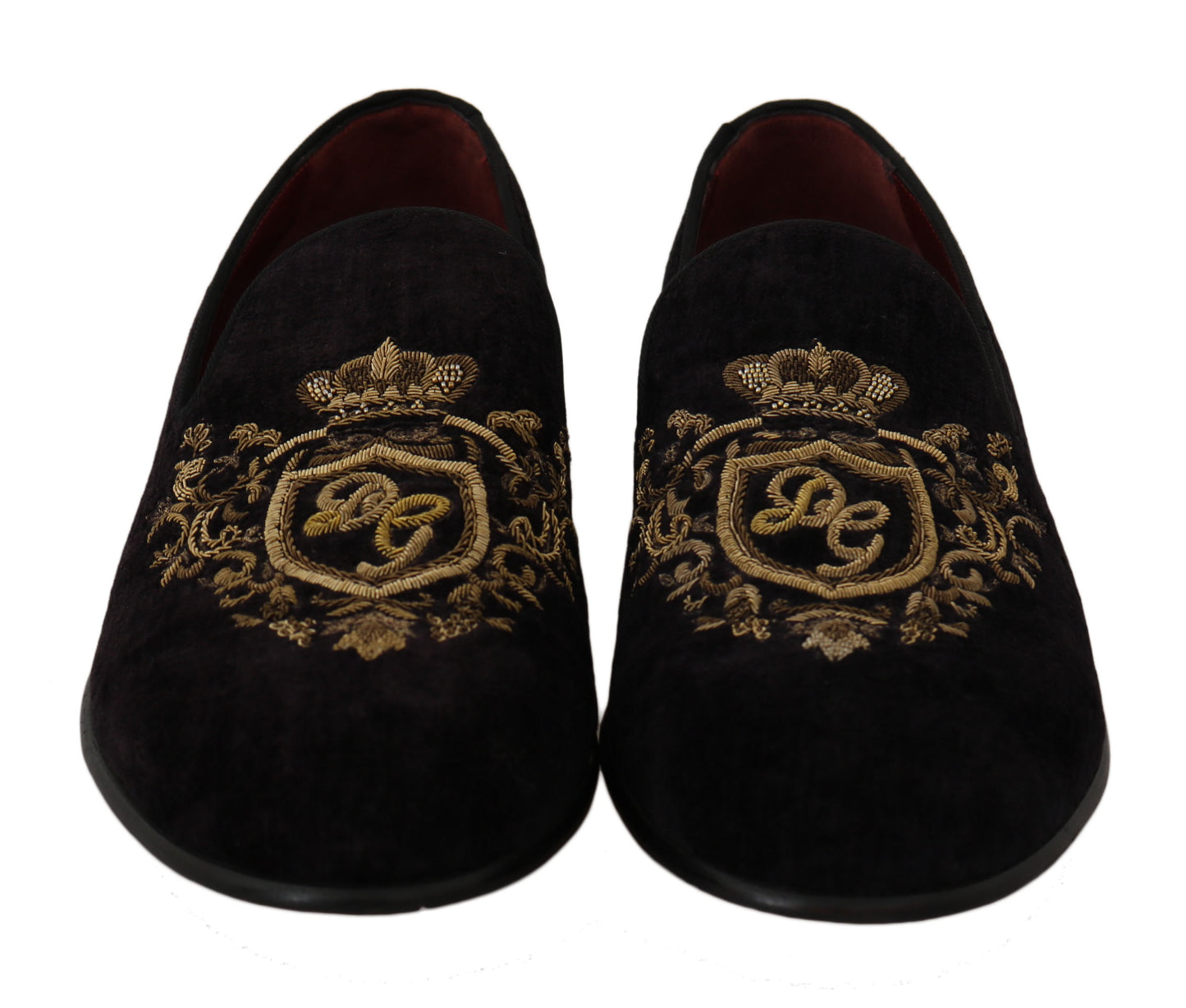 Dolce &amp; Gabbana elegante sorte loafers med guldkronebroderi