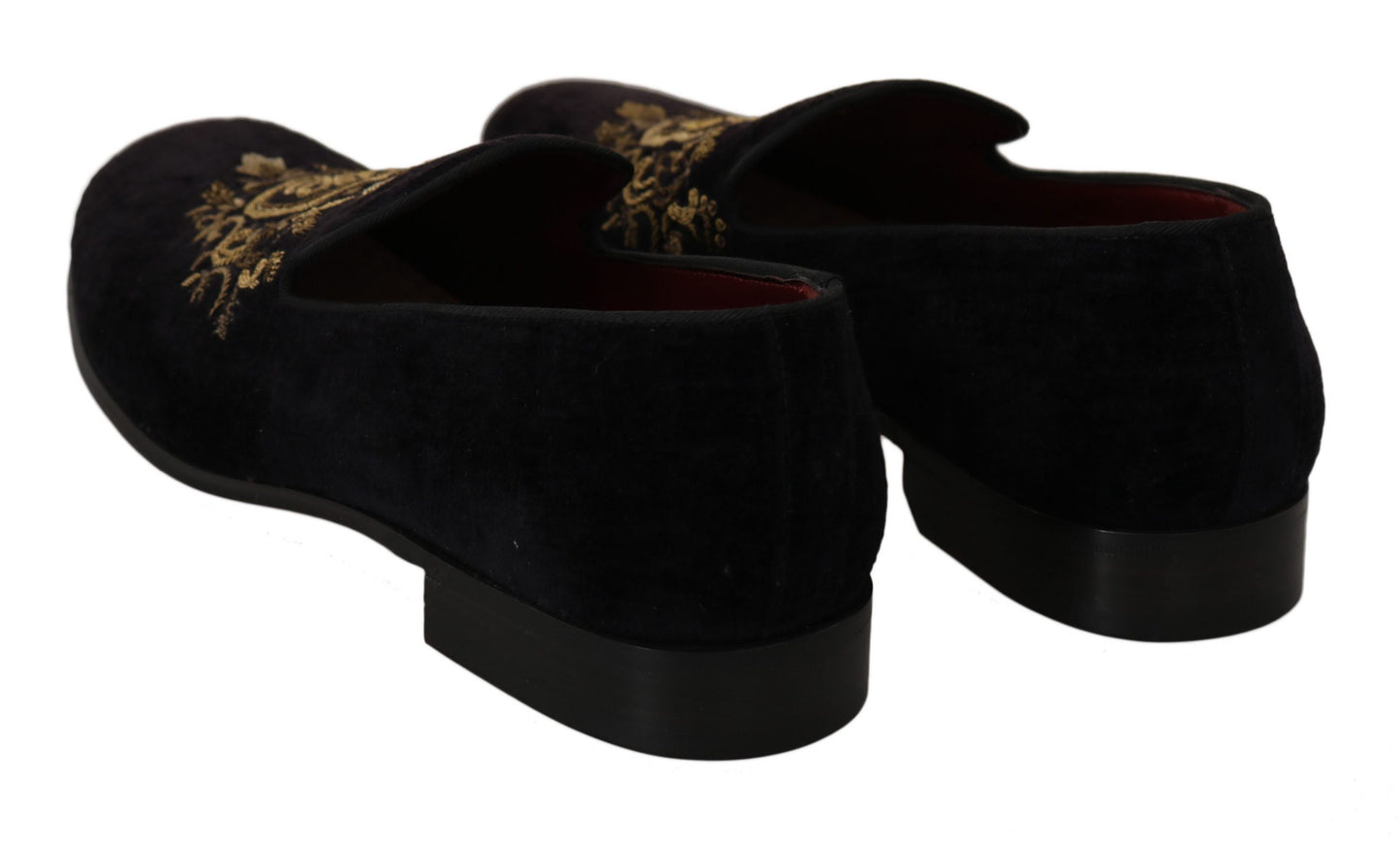 Dolce &amp; Gabbana elegante sorte loafers med guldkronebroderi